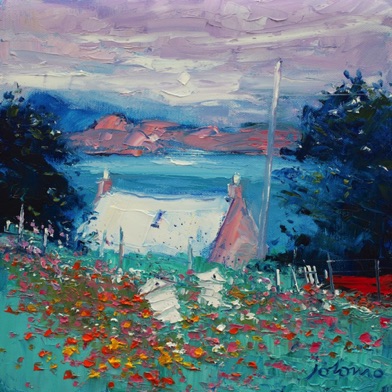 Two beehives in the evening gloaming Iona 12x12